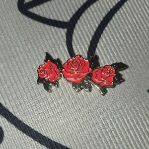 Elegant Red Rose Brooch